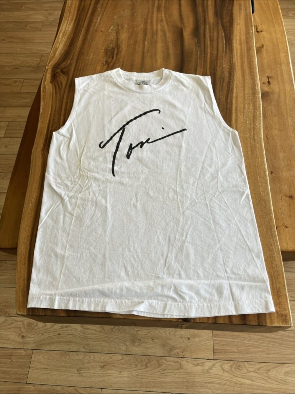 Vintage Toni Pro Club Tank Top Sleeveless Shirt White Size Large Made in USA